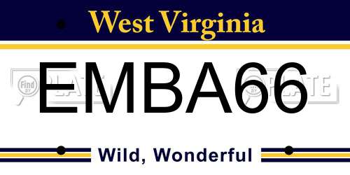 EMBA66 West Virginia License Plate