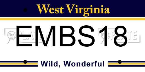 EMBS18 West Virginia License Plate