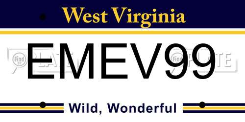 EMEV99 West Virginia License Plate