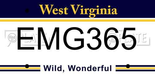 EMG365 West Virginia License Plate