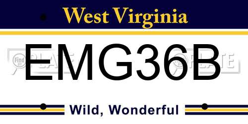 EMG36B West Virginia License Plate