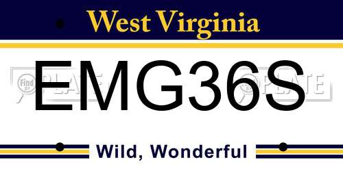 EMG36S West Virginia License Plate