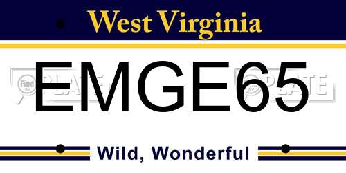 EMGE65 West Virginia License Plate