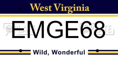 EMGE68 West Virginia License Plate