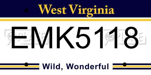 EMK5118 West Virginia License Plate