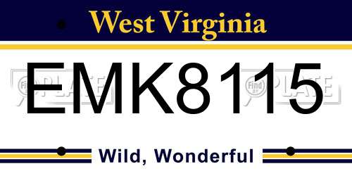 EMK8115 West Virginia License Plate