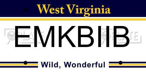 EMKBIIB West Virginia License Plate