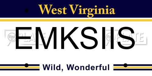 EMKSIIS West Virginia License Plate