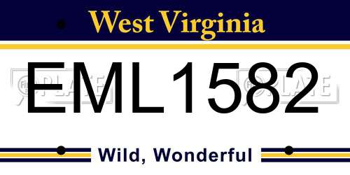 EML1582 West Virginia License Plate