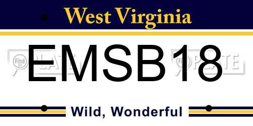 EMSB18 West Virginia License Plate