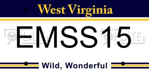 EMSS15 West Virginia License Plate