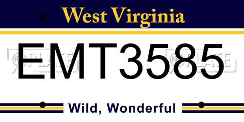 EMT3585 West Virginia License Plate