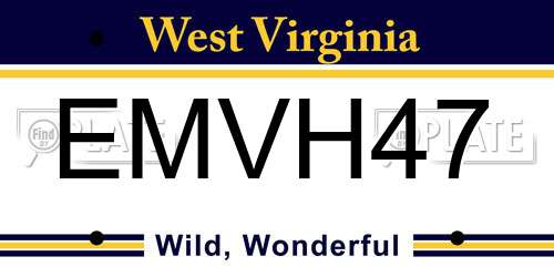 EMVH47 West Virginia License Plate
