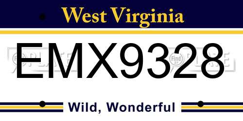 EMX9328 West Virginia License Plate