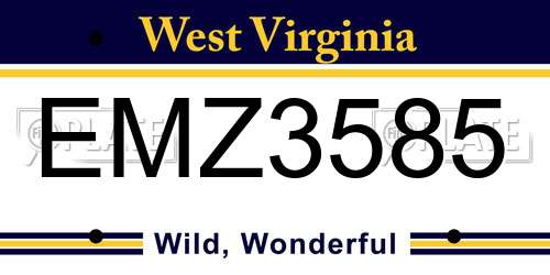 EMZ3585 West Virginia License Plate
