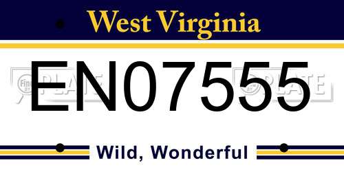 EN07555 West Virginia License Plate