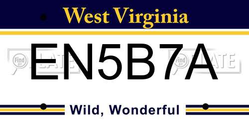 EN5B7A West Virginia License Plate