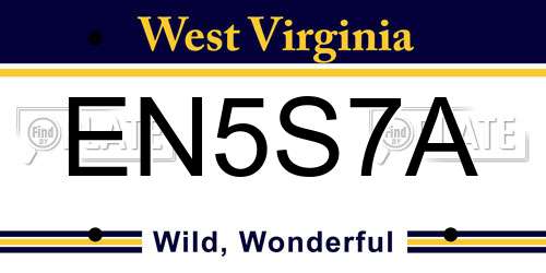 EN5S7A West Virginia License Plate