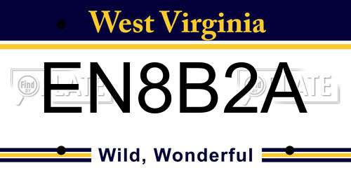 EN8B2A West Virginia License Plate