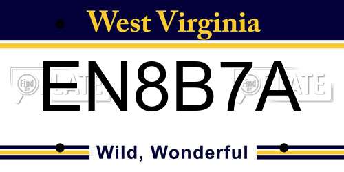 EN8B7A West Virginia License Plate