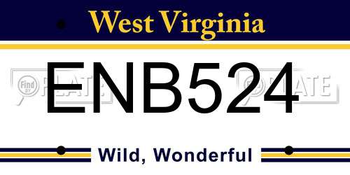 ENB524 West Virginia License Plate