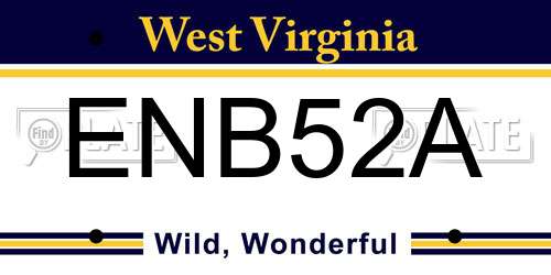 ENB52A West Virginia License Plate