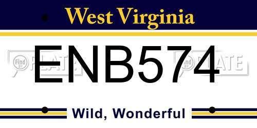 ENB574 West Virginia License Plate