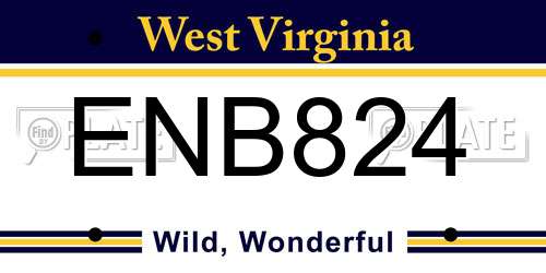 ENB824 West Virginia License Plate