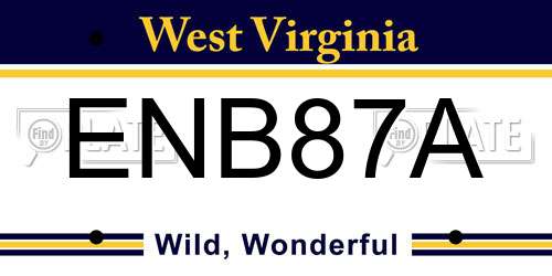 ENB87A West Virginia License Plate