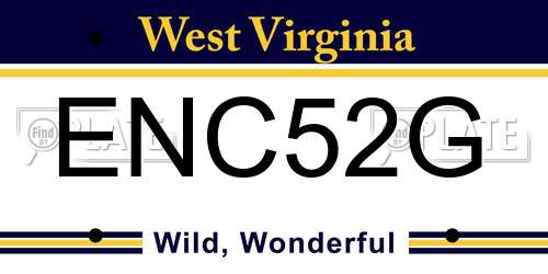 ENC52G West Virginia License Plate