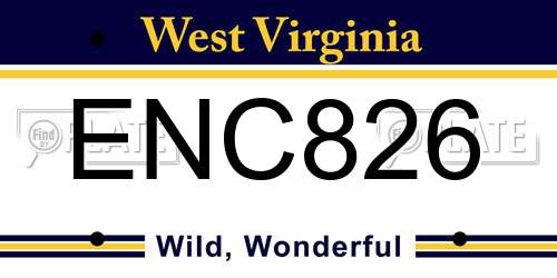 ENC826 West Virginia License Plate