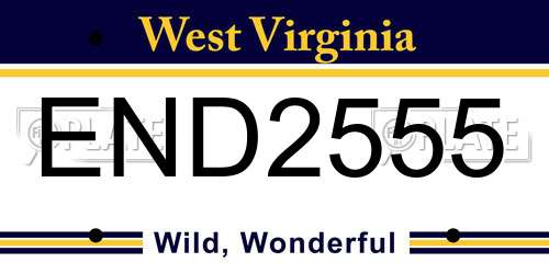 END2555 West Virginia License Plate