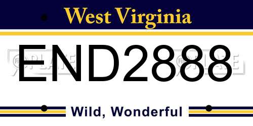 END2888 West Virginia License Plate