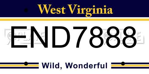 END7888 West Virginia License Plate