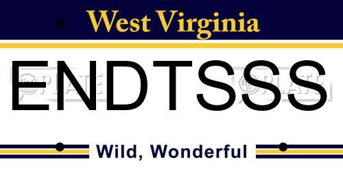 ENDTSSS West Virginia License Plate