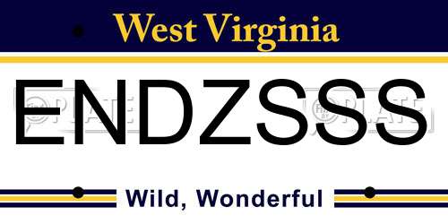 ENDZSSS West Virginia License Plate