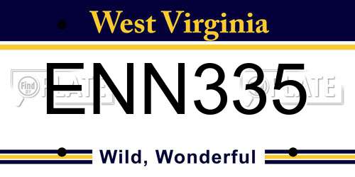 ENN335 West Virginia License Plate