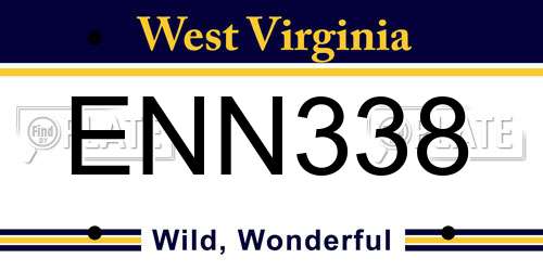 ENN338 West Virginia License Plate