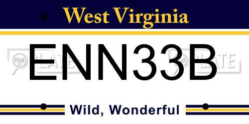 ENN33B West Virginia License Plate
