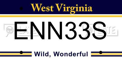 ENN33S West Virginia License Plate