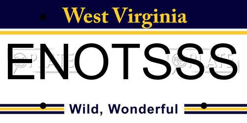 ENOTSSS West Virginia License Plate
