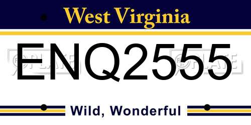 ENQ2555 West Virginia License Plate