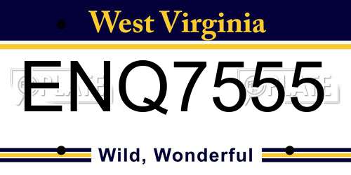 ENQ7555 West Virginia License Plate