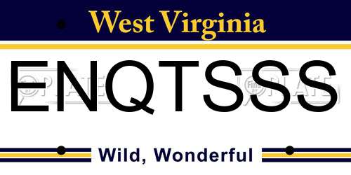ENQTSSS West Virginia License Plate