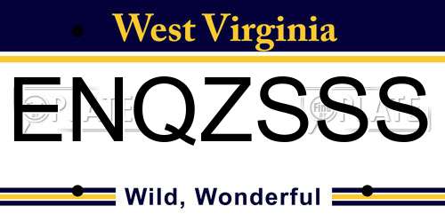 ENQZSSS West Virginia License Plate