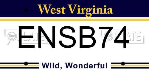 ENSB74 West Virginia License Plate
