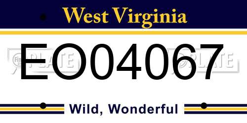 EO04067 West Virginia License Plate