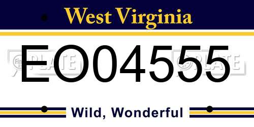 EO04555 West Virginia License Plate