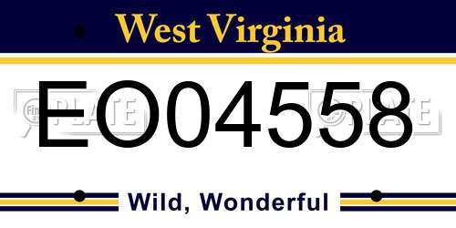 EO04558 West Virginia License Plate