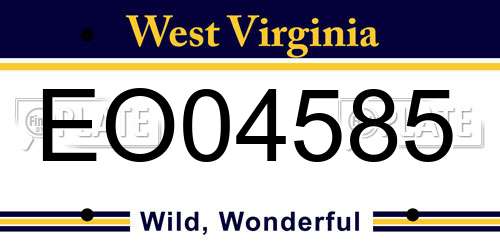 EO04585 West Virginia License Plate